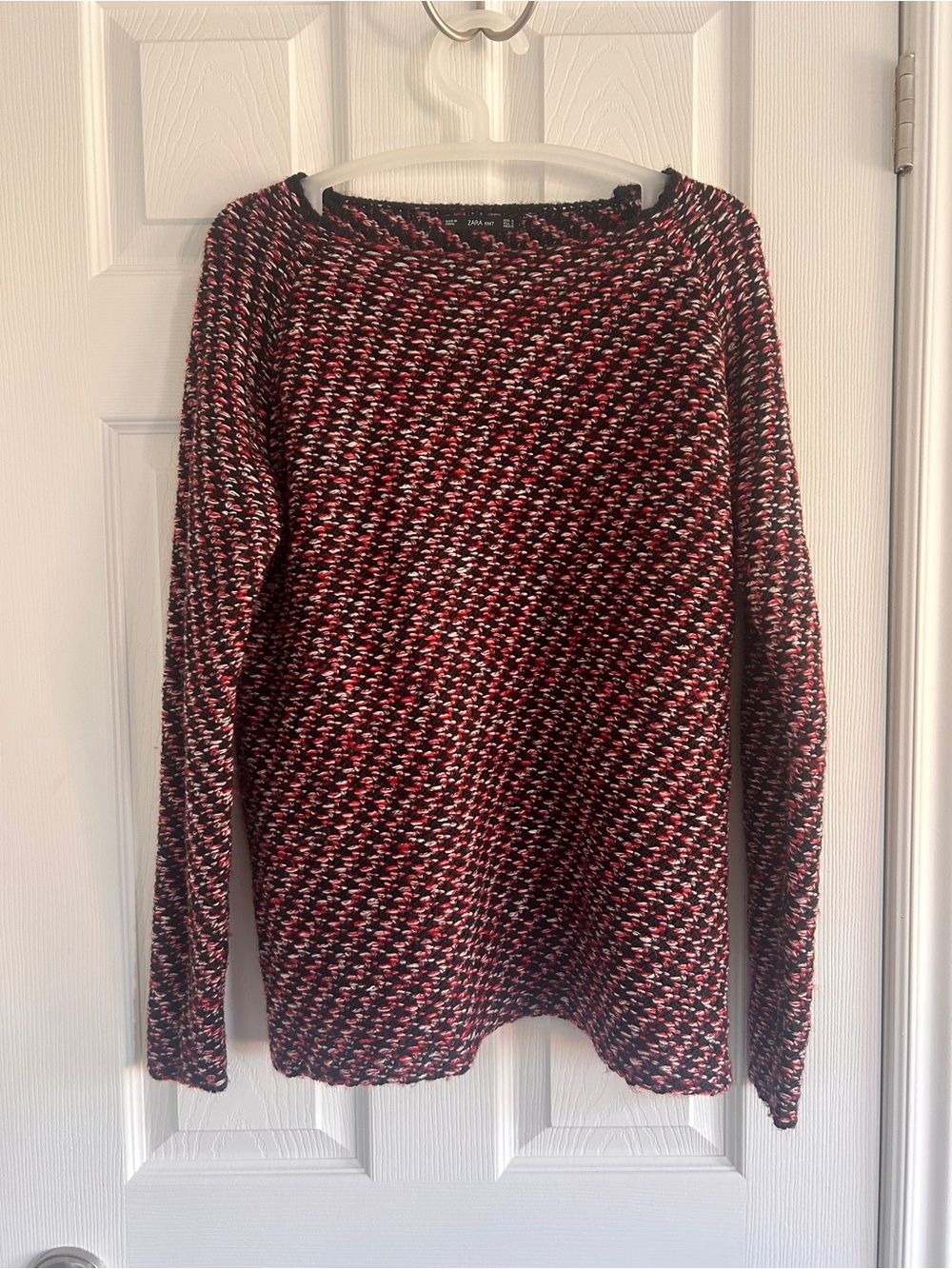 Zara Red, Black & White Crew Neck Sweater